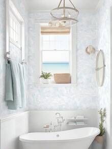 17.3" X 78.7" Peel And Stick Wallpaper Floral Boho Green Contact Paper Bird Cute Girl Modern Wall Paper Renter Friendly Waterproof Removable Self Adhesive Bedroom Kitchen Dorm Cabinets Vinyl - 藍色 - 查看 9