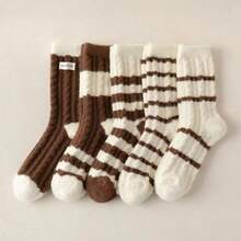 Knöchelsocken, Damen Twist Kabel Fleece Plüsch Hausschuh Socken dick warm thermisch Farbblock Innen Schlaf Socken, Schuhe, Frühling Sommer Auswahl, Brautjungfern Geschenke, Zimmer, Schlafzimmer Dekoration, Strand, Reisen, für Männer, für Frauen, Urlaub, Frauentag, Reiseaccessoires, Hochzeitsgeschenke, Y2k, Schlafzimmer, Autoaccessoires für Frauen, Küchendekoration - Verschiedenfarbig - Übersicht 11