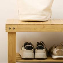 HOMCOM Shoe Bench, Bamboo Wardrobe Bench With 3 Shelves For 6 Pairs Of Shoes, Shoe Rack 70 X 28 X 45, Natural On-Site Storage Solution - 1 - 查看 10
