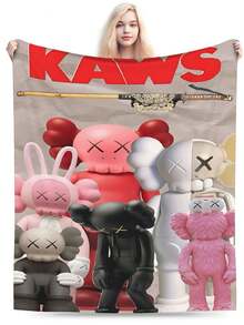 Kawss Kawaii Kaw Blanket  Cartoon Printed Flannel Blanket - Ultra Soft Anime Themed Gift For Birthday & Christmas Celebrations Boy And Girl - Black - View 1