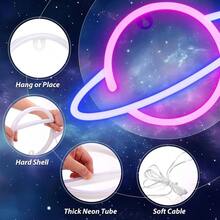 Planet Sign Wall Decor, Or Operated PinkBlue Planet Neon Bedroom, Gaming Room, Party Time, Night Gifts - initial - View 6