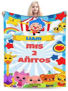 Plim Plim Anime Flannel Blanket For Girls Boys Anime Gifts Throw Blanket Cozy Plush Flannel Fleece Print Blankets Double-Layer Blanket Lightweight Fuzzy For Bed Decor - 黑色 - 查看 2