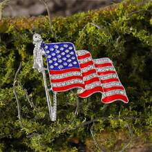 Rhinestone Waving USA Flag Brooch Pin For Men Women Silver Tone Fashion Crystal 4th Of July American Patriotic Medal Blue Red Enamel Brooches Dress Accessories S  Memorial Day Jewelry{Inchcolor_nameinch:InchFlag1inch} - Cờ 1 - Xem 7