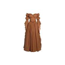 Vestido de disfraz medieval y renacentista, vestidos de época victoriana y regencia para mujeres - XX-Grande / XXX-Grande + Marrón - Ver 1