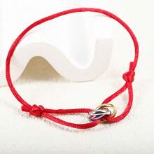 1pc Elegant Stainless Steel Triple Rings Crossing Bracelet, Colorful Triple Rings Lucky Charm Bracelet, Suitable For Daily Wear And Holiday Gifts