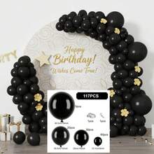 117 Pieces (1 Set) Of Matte Black Party Decoration Balloons Of Different Sizes, Balloon Wreath Arch Set, Unique Exploding Star Shaped Balloons, DIY Balloon Tree, Balloon Arch, Birthday, Wedding, Valentine's Day, Party Decoration, Christmas And New Year Decoration, Wedding Balloon Bouquet, Balloon Set - Multicolor - View 3