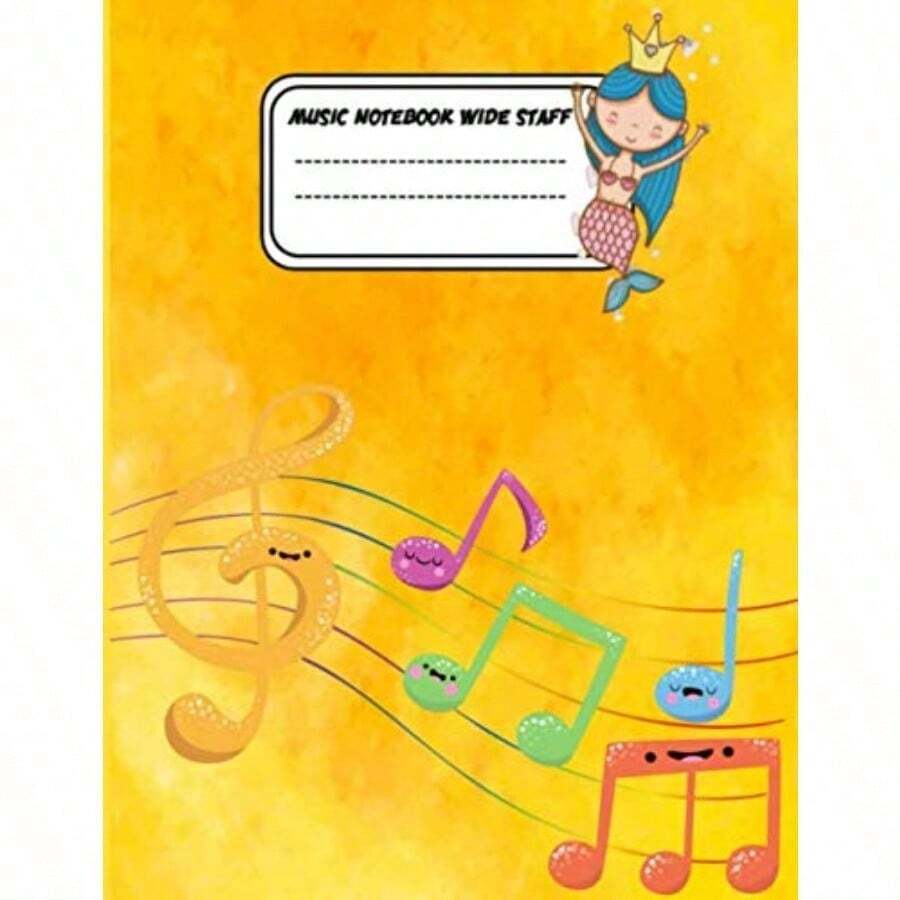 music notebook wide staff: blank sheet music composition manuscript staff paper : amazing mermaid lover/8.5x11121 pages - como en la foto - Ver 1