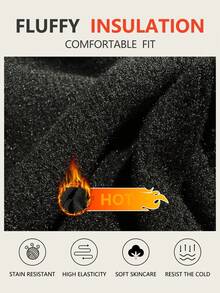 1pc Plus Size Women's Warm Thermal Lined Tummy Control Yoga Pants - Black - View 7