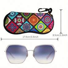 1 pieza Estuche de gafas de sol con cremallera y diseño de mandala, funda portátil ultraligera de neopreno con cremallera para gafas que se adapta a varios tamaños y tipos de gafas, unisex - Multicolor - Ver 4