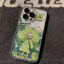 Funda transparente tpu de alta gama con cabello verde y personajes de dibujos animados para gatos de la serie  16 / 15 / 14 / 13 / 12 / 11 Plus - con fundas antisísmicas de corte preciso - flexible, duradera y ligera, resistente al desgaste y caída, adecuada para todos, regalo sorpresa. - Transparente-783 - Ver 2