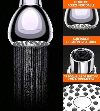 Cabezal de Regadera Premium de 3 Pulgadas para Duchas de Bajo Flujo - Alcachofa de Ducha de Lluvia con Aumento de Presión y Ahorradora - Rótula Giratoria de Metal - Baja y Alta Presión