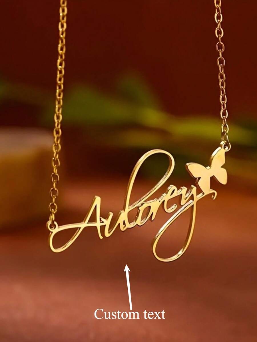Customized Personalized Butterfly Necklace - Custom Unique Name, Stainless Steel Pendant, Christmas, Halloween, Valentine's Day Gift - Multicolor - View 1