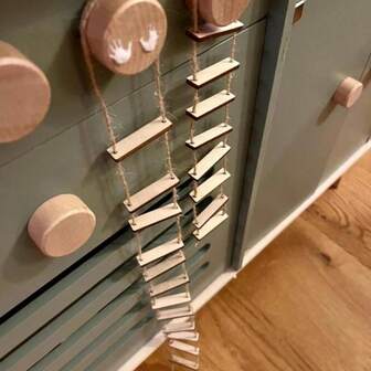 1 set rustik stil trärepstege mini hängande dekor - sagotema ornament, miniatyrvärldsdisplay, hem- och trädgårdsplanteringsfigur, ingen elektricitet behövs, inomhusbruk, heminredning | rustik stil | trästruktur