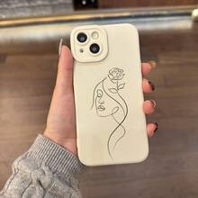 Cute Flower Line Aesthetic Phone Pupil Shadow 16 11 15 14 13 12 Pro Plus White Phone Protective Unique Birthday Gifts Women Teen GirlGIF--YOU - 款式1(1pc) - 查看 7