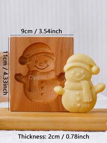 Cippes 1 Stück Holz-Keksform für Weihnachten, mit geschnitzten, geprägten 3D-Rentier-, Weihnachtsbaum- und Weihnachtsmann-Mustern, Küchenbackwerkzeuge, Fondant-Kuchen-Keks-Dekoration, DIY Keksausstecher-Formen - Aprikosenfarben - Übersicht 16
