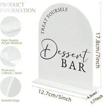 1pc Gold/White Acrylic Dessert Bar Tabletop Sign - Arched Acrylic Wedding Signage And Base | Dessert Bar Arch Sign For Wedding And Party - Multicolor - View 15