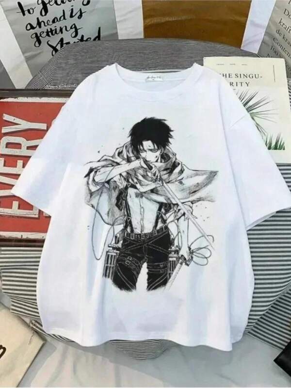 Japanese Anime T-shirt Summer Harajuku Ladies Attack onS TitanS LeviSS Ackerman's Eye T-shirt Short-sleeved Round Neck Women's Tops
