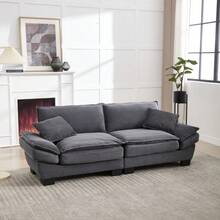 A Modern And Simple Double Sofa With A Feather Bed That Has Enough Cushioning, Cozy Yet Spacious In The Living Room/Bedroom/Office, Light Grey. - Dark Gray + Velvet + 2 Seat + Foam - View 9