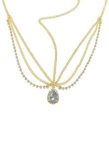 1 Stück modischer europäischer & amerikanischer Stil Kristall Stirnschmuck Wassertropfen Anhänger Haarschmuck, Bohemian Urlaub Strand Party Luxuskopfschmuck