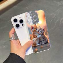 CLEAR  CASE Two Cute Kittens Cuddling At SunsetCompatible With  11 To  17 Models The Cases Lens Protection Function Ensures The Camera Remains Undamaged During Shooting  Guaranteeing Image Quality - Clear - View 4