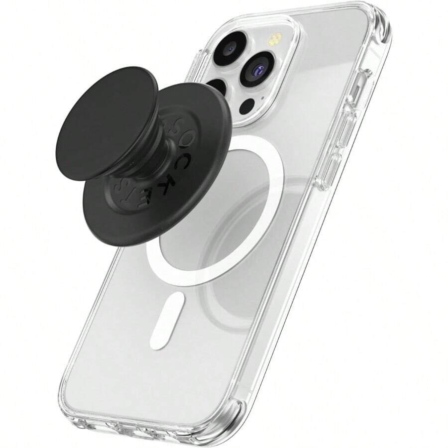 : PopGrip For MagSafe Expanding Phone Stand And Grip With A Swappable Top For Smartphones And Cases Adapter Ring For MagSafe Included Black Compatible With IPhone, Android Phone, Gift For Birthday, Family, Friends Gifts Birthday Phone Ring Holder Phone Grip Phone Accessories - Black - View 1