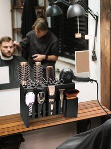 Professional Wall-Mounted Electric Hair Clipper Holder, Salon Beauty Storage Rack, Hair Styling Tool Organizer - Black - View 4