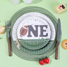 10pcs/20pcs/40pcs/50pcs, Football 1st Birthday Party Tableware Set 1st Year Down 7inch And 9inch Paper Plates,It's Game Time First YearDown Disposable Dinner Plates For Kids Boys Birthday Party Football Theme Supplies - Multicolor - View 2