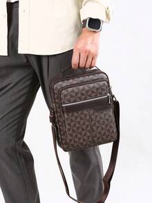 Borsa a tracolla casual impermeabile da uomo di colore unito, borsa a mano di stile verticale alla moda per il lavoro, borsa a tracolla compatta