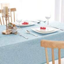 Faux Linen Rectangle Tablecloth Wrinkle And Stain Resistant Washable Table Cloth For Kitchen Dining Room Holiday Table Cover For Dinner Lux Slate Blue 54 X 80 Inch - LuxSlateBlue - View 3