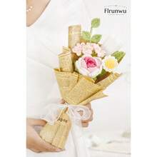 HandWoven Rose Artificial Flower Pack Of 1 Bouquet Packaging Beautiful Flowers Suitable For Family Table Decoration For Girlfriend Mother Valentine's Birthday Wedding Gift (Pink)