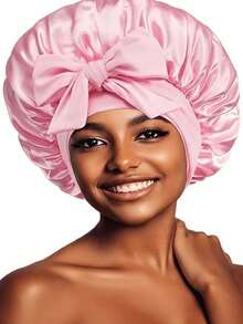 1pc Luxury Satin Silk Sleep Cap With Adjustable Drawstring - Lightweight Hair Care Sleep Bonnet, All-Night Comfort, Perfect For Long Curly Or Braided Hair - Premium Bathroom Accessory, Fashionable & Comfortable, Unisex Overnight Hair Care Product - Multicolor - View 5