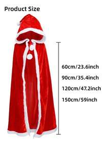 Christmas Red Cape, Santa Claus Cape, Christmas Long Or Short Hooded Cape, Christmas Cloak, Women's Christmas Velvet Costume, Little Red Riding Hood Cloak, Hooded Cape For Halloween Anime Cosplay Party - Multicolor - View 8
