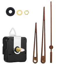 1套木质黑胡桃木色实木大指针西班牙风格大型挂钟DIY配件，超大尺寸钟针，适用于厨房、客厅、卧室，静音钟面部件