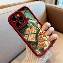 Cubierta de teléfono con borde negro diseño de niña vendiendo calabazas en mercado estilo anime para uso diario y viajes - Burdeos - Ver 6