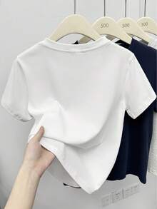 Women's Slim Fit Full Shoulder Round Neck Short Sleeve T-Shirt - Retro Cartoon Print Summer Casual Top, Japanese And Korean Style Machine Washable Women's T-Shirt