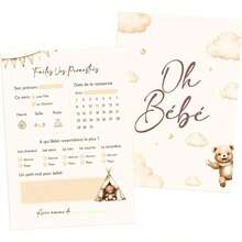 20pcs French Version Baby Gender Reveal Party Cards, French Gender Prediction, Teddy Bear Game Idea, Unveil Baby's Gender (Boy Or Girl) - Multicolor - View 6
