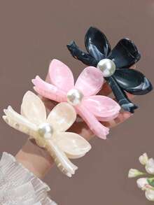Swim Mod 1/3pcs Vintage Floral Oil Painting Texture Faux Pearl Hair Clips, Chic Hair Claw Suitable For Women & Girls Hair Accessories Fashion Hair Claw Clips Autumn Accessories Fall Hair Clutch Flower Clip Winter For Vacation Outfits Woman - Multicolor - View 13