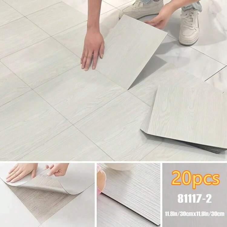20/40片装豪华木纹自粘地板砖，防水防污，适用于家居地板和墙面装修装饰，易于安装和移除，适用于卧室、客厅、厨房、浴室和其他家居装饰。 - 彩色 - 查看 16