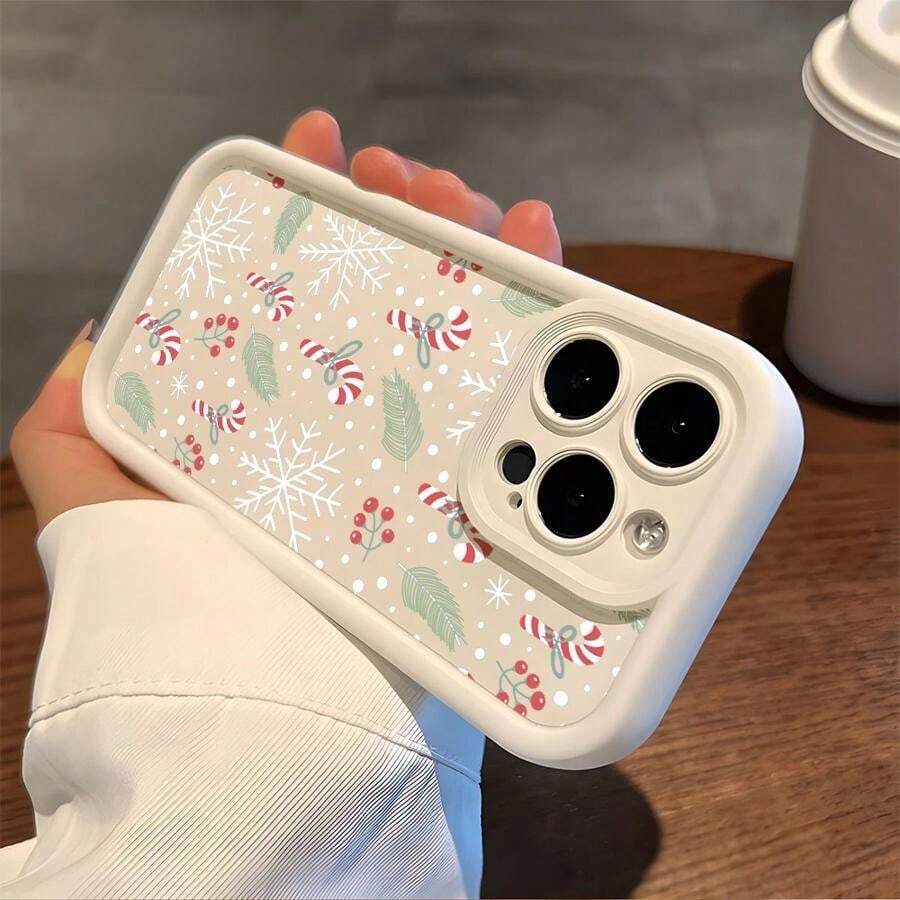 Étui de téléphone doux et antichoc de haute qualité avec un design d'arbre de Noël et de plumes, compatible avec les modèles d' 11 à 16 Pro Max et Plus. - Noir - Voir 1