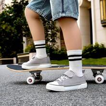 Zoroadke - Tenis de lona para niños y niñas con correa ajustable para niños - Gris - Ver 7