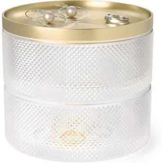 Tesora Jewelry Organizer TwoTier Storage Box With Removable Lid Glass Brass 1013238104