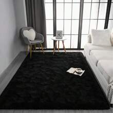 1pc Luxury Black Fluffy Carpet, Decorative Rug, Carpet Living Room, Kitchen Mat, Carpet For Bedroom, Bathroom Mat