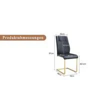 Black PU Dining Chair In Nordic Style (Four Chairs Inside A Box) - With Mesh Stitching Design, Shiny Silver Metal Legs And Non-Slip Feet, Simple Versatility. - Black+Gold + Metal + PU Leather + Set Of 4 - View 2