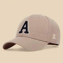AR 1pc Women's Oversized Adjustable Baseball Cap With A Letter Embroidery, Suitable For Outdoor, Spring & Autumn, Travel, Beach Vacation - Khaki - View 7