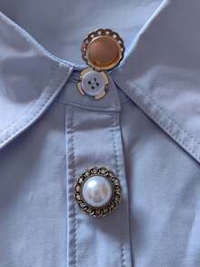 2pcs Button Cover For Shirt Pearl Design Cufflinks Covers Flower Sleeve Button Clip On Button For Dress Wedding Tux Decoration Button Clothing Accessories Gifts - Multicolor - View 6