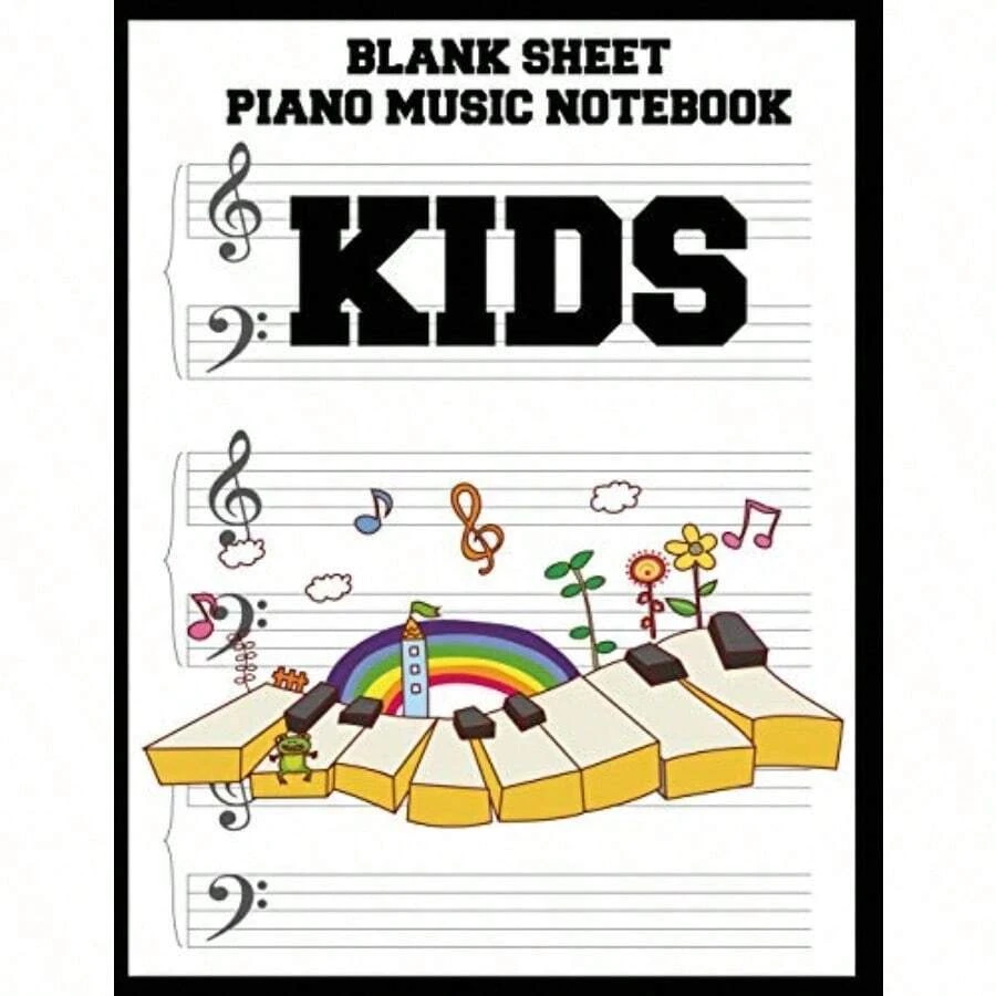 Blank Sheet Piano Music Notebook : 100 Pages of Wide Staff Paper 8.5x11 Perfect for Learning - como en la foto - Ver 1