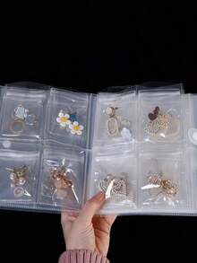 160/84格磨砂透明首饰收纳盒，防氧化首饰整理袋，多功能饰品袋，PVC首饰袋，小型透明首饰袋，纪念品小饰品耳环收纳袋，旅行饰品盒，首饰收纳盒，多层INS风首饰收纳盒 - 白色 - 查看 11