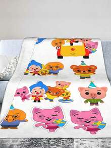 Plim Plim Anime Flannel Blanket For Girls Boys Anime Gifts Throw Blanket Cozy Plush Flannel Fleece Print Blankets Double-Layer Blanket Lightweight Fuzzy For Bed Decor - 黑色 - 查看 4