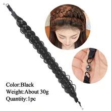Hook And Loop Braids Headband With Magnetic Absorption Brown Black Twists Braid Natural Fake Hair Hoop New Hair Accessories Size Braids Headband Headwear Hairpiece For Women Daily Wear 1pc - Multicolor - View 10