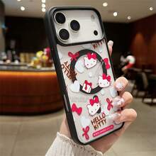 Miniso Clear Hello Kitty IPhone Case With MagSafe, 2025 Sanrio Official, Cute Bows & Hearts Pattern, Protective Transparent Phone Cover For IPhone Series,Iphone 17 Pro Max Case,Iphone 17 Pro Case,Iphone 17 Case,Stocking Stuffers,The Girlfriend,The Chosen,Early Fall Fashion. - 黑色 - 查看 3